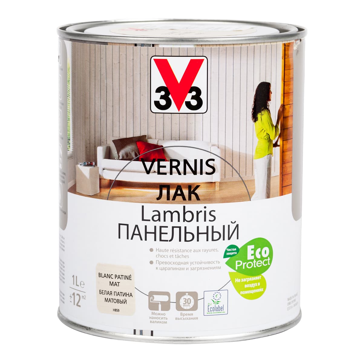 Панельный лак V33 "Матовый. Белый", 1 л