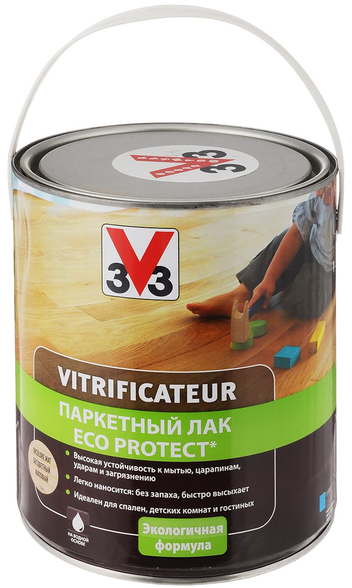 Лак паркетный V33 "Eco Protect", матовый", 2,5 л