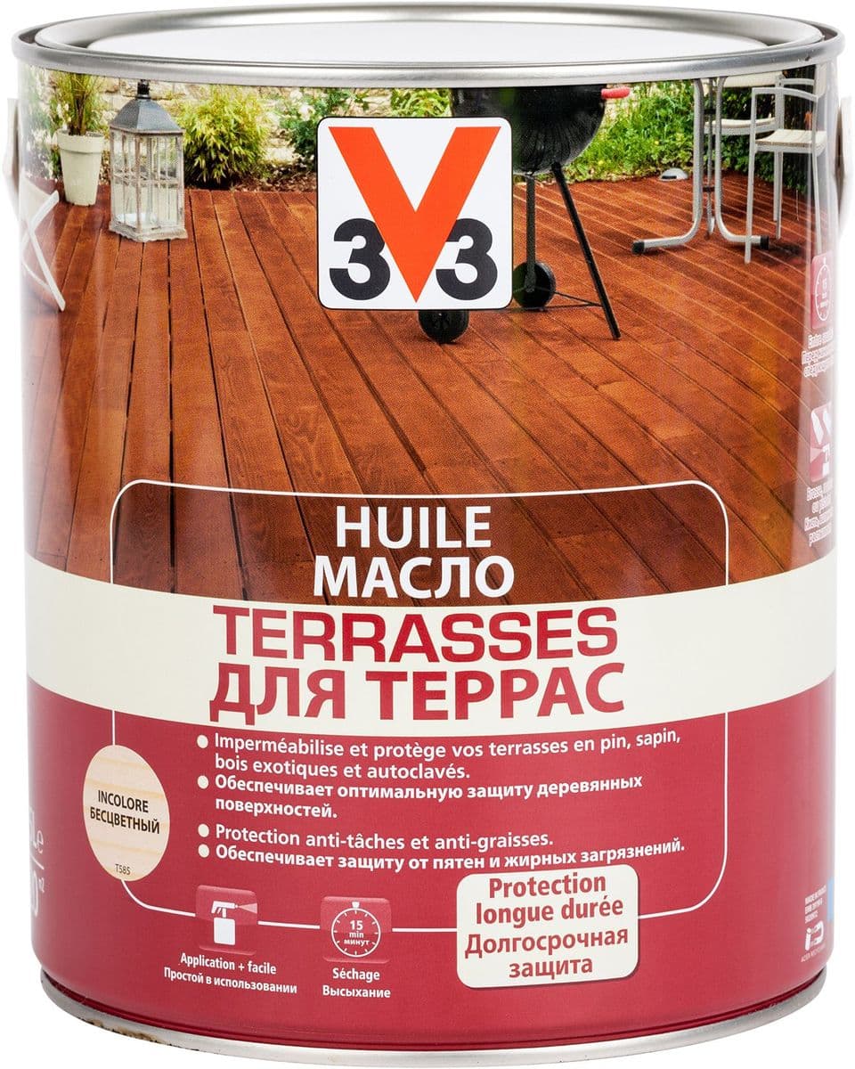 Масло для террас "V33", цвет: прозрачный, 5 л 1