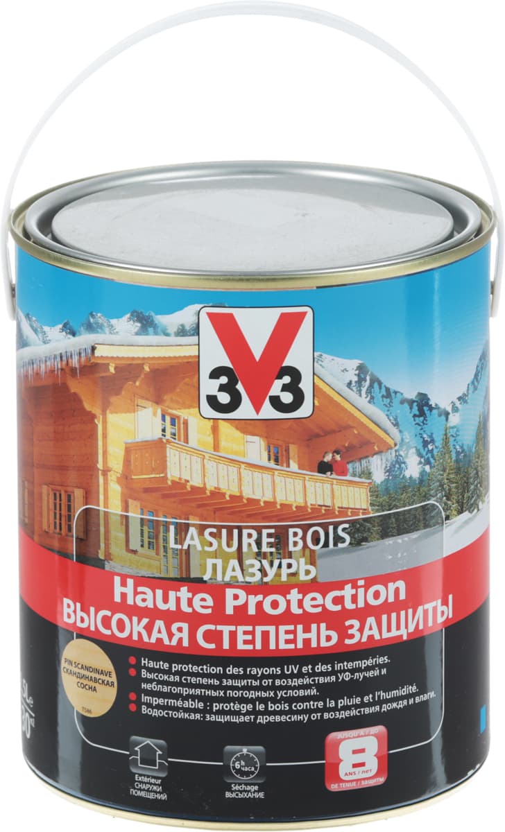 Лазурь V33 "Высокая степень защиты", цвет: сосна скандинавская, 2,5 л