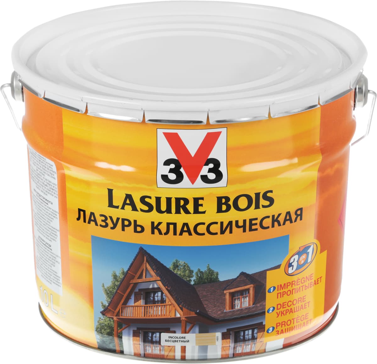 Лазурь V33 "Классическая", цвет: прозрачный, 10 л