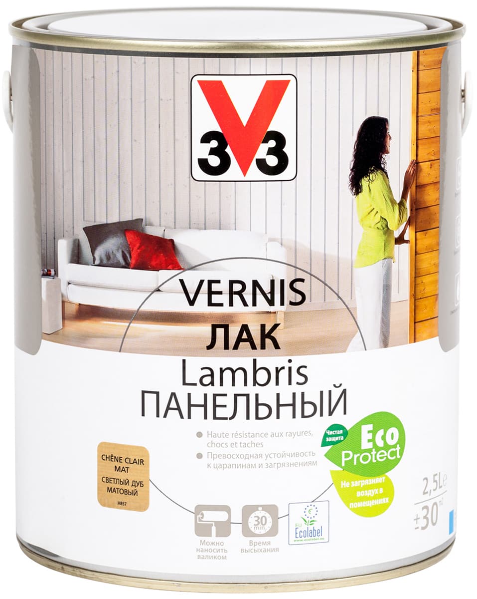 Лак панельный "V33", цвет: дуб светлый, 2,5 л