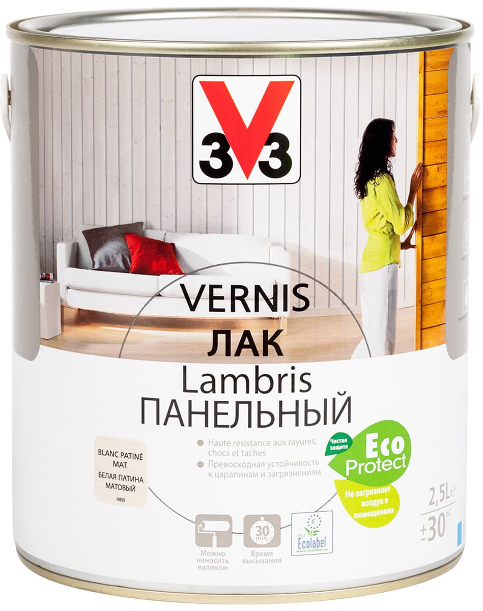 Лак панельный "V33", цвет: белый, 2,5 л 1
