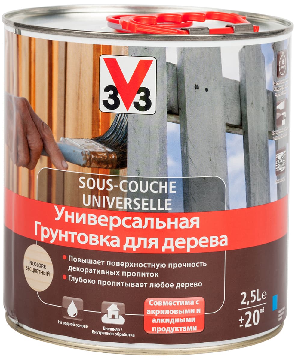 Грунтовка для дерева "V33", универсальная, 2,5 л