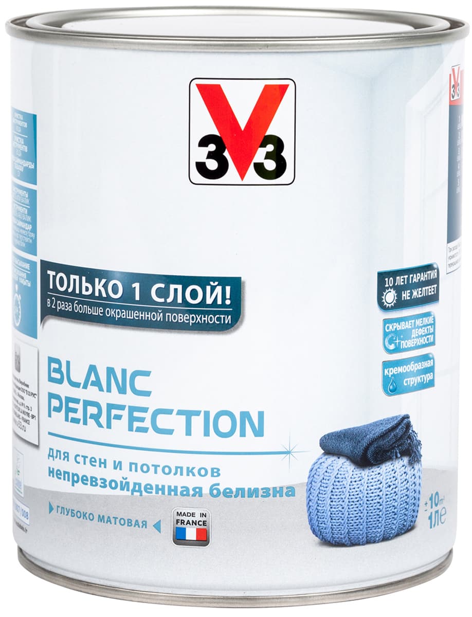 Краска для стен и потолков V33 "Blanc Perfection", 1 л