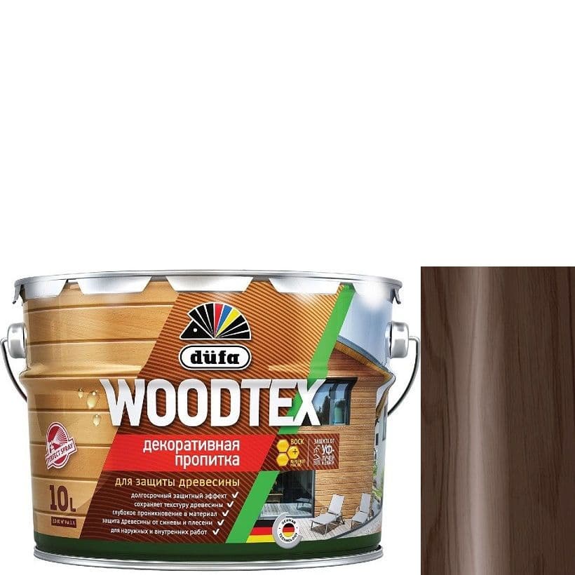 ДЮФА / Dufa пропитка декоративная для защиты древесины алкидная Dufa Woodtex палисандр (9л) 5
