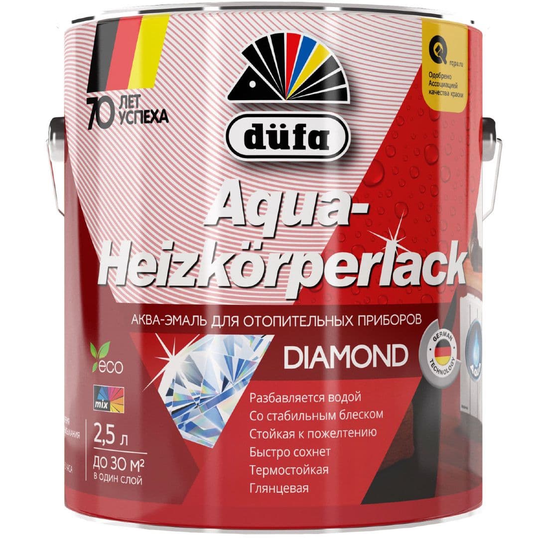 Эмаль для радиаторов водоразбавляемая Dufa Aqua-Heizkorperlack глянцевый 2,5 л.