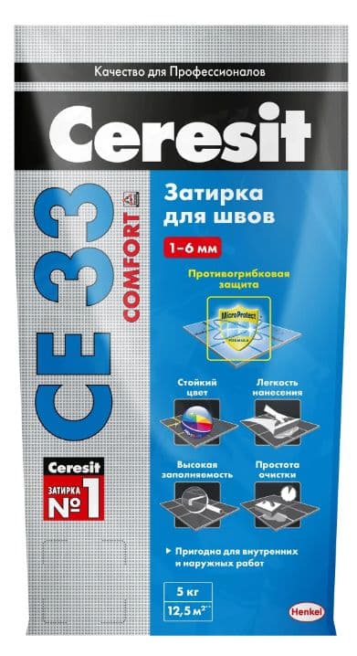 Затирка для узких швов до 1-6 мм. Церезит СЕ 33 13 антрацит 5 кг 2