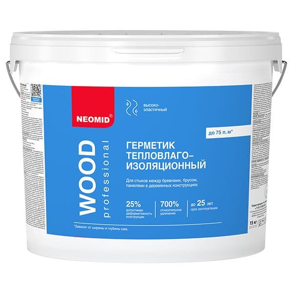 Неомид Герметик строительный Вуд профессионал "NEOMID Wood Professional" (15 кг.) ведро (ДУБ) 1