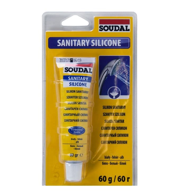 Герметик силиконовый санитарный Soudal белый 60 г.