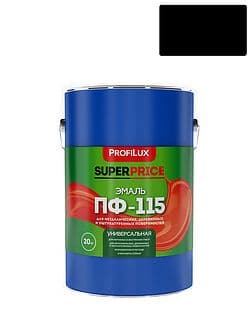 Эмаль ПФ-115 универсальная алкидная Profilux Superprice глянцевая черная 20 кг.
