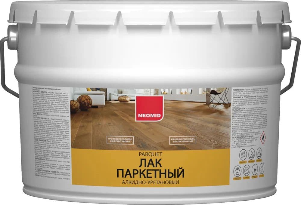 Neomid паркетный лак алкидно-уретановый лак для паркета, п/матовый Неомид (9 л.)
