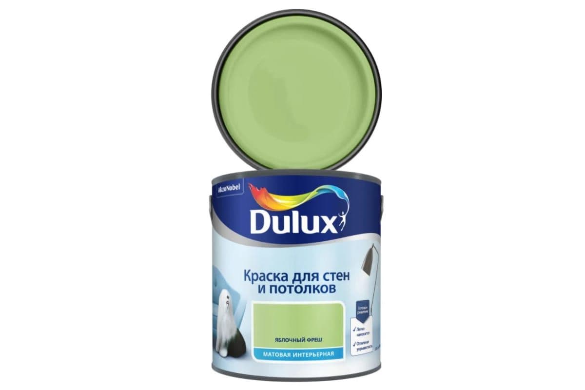 Краска для стен и потолков водно-дисперсионная Dulux матовая Яблочный Фреш 2,5 л