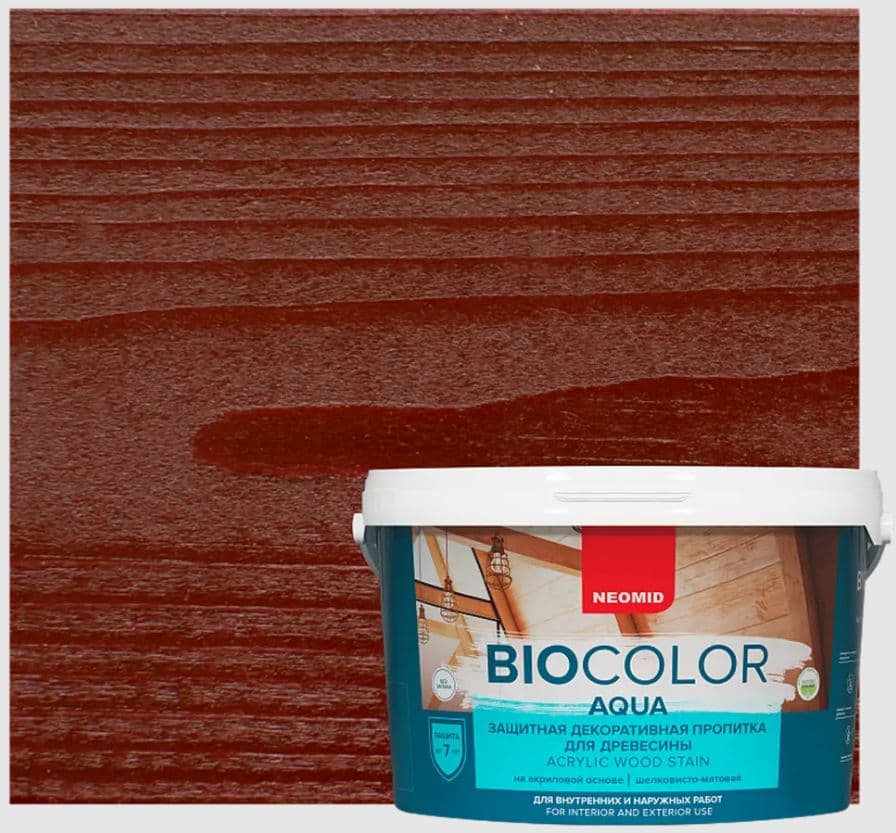 Neomid декоративная пропитка для дерева BIO COLOR AQUA/ Био Колор Аква, махагон 2,3л 1