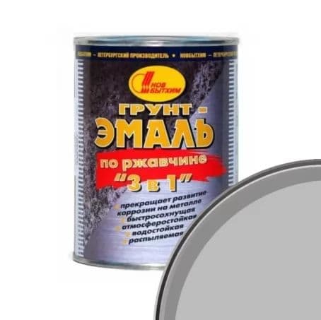 Грунт-эмаль на ржавчину 3 в 1 Новбытхим серая 3 л.