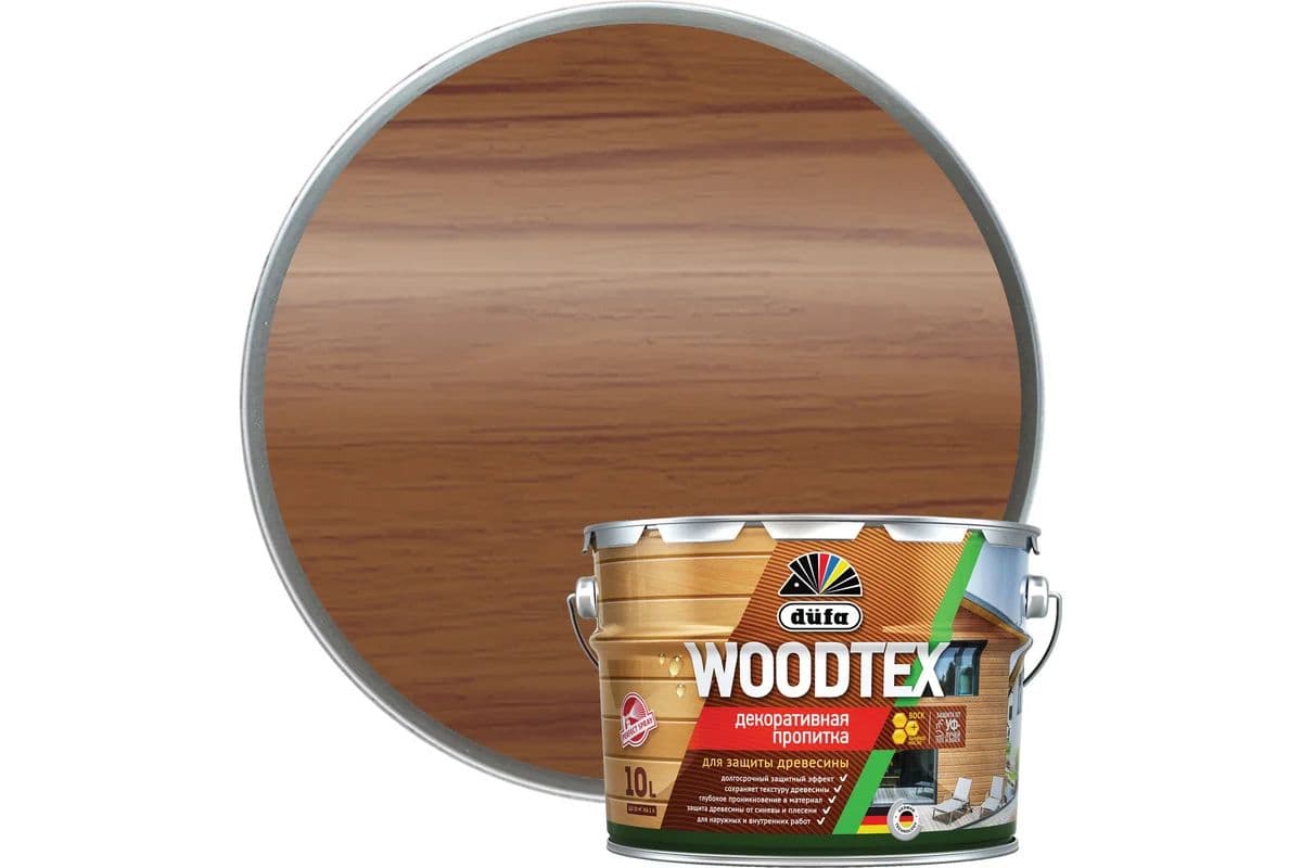 ДЮФА / Dufa пропитка декоративная для защиты древесины алкидная Dufa Woodtex махагон (9л) 4