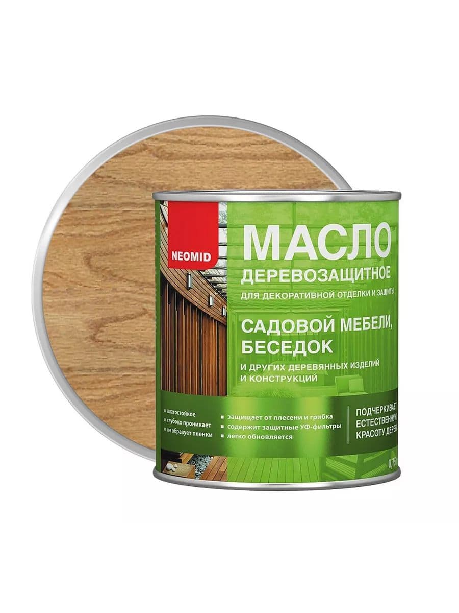Neomid Масло деревозащитное для мебели и интерьеров Неомид, Тик 0,75л.