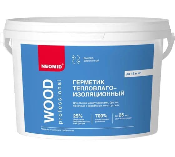 Неомид Герметик строительный Вуд профессионал "NEOMID Wood Professional" (3 кг.) ведро (ТИК) 2