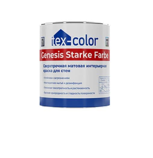 Краска для стен и потолков интерьерная сверхпрочная Tex-color Genesis Starke Farbe матовая база 3 0,9 л