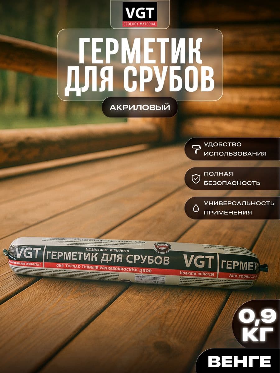 VGT Герметик для срубов акриловый ВГТ (мастика), венге 0.90 кг 1