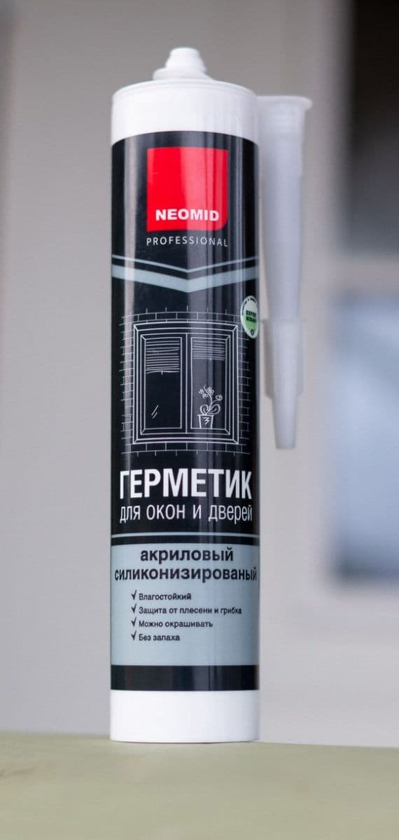 NEOMID Герметик акриловый силиконизированный для окон и дверей белый (310 мл)