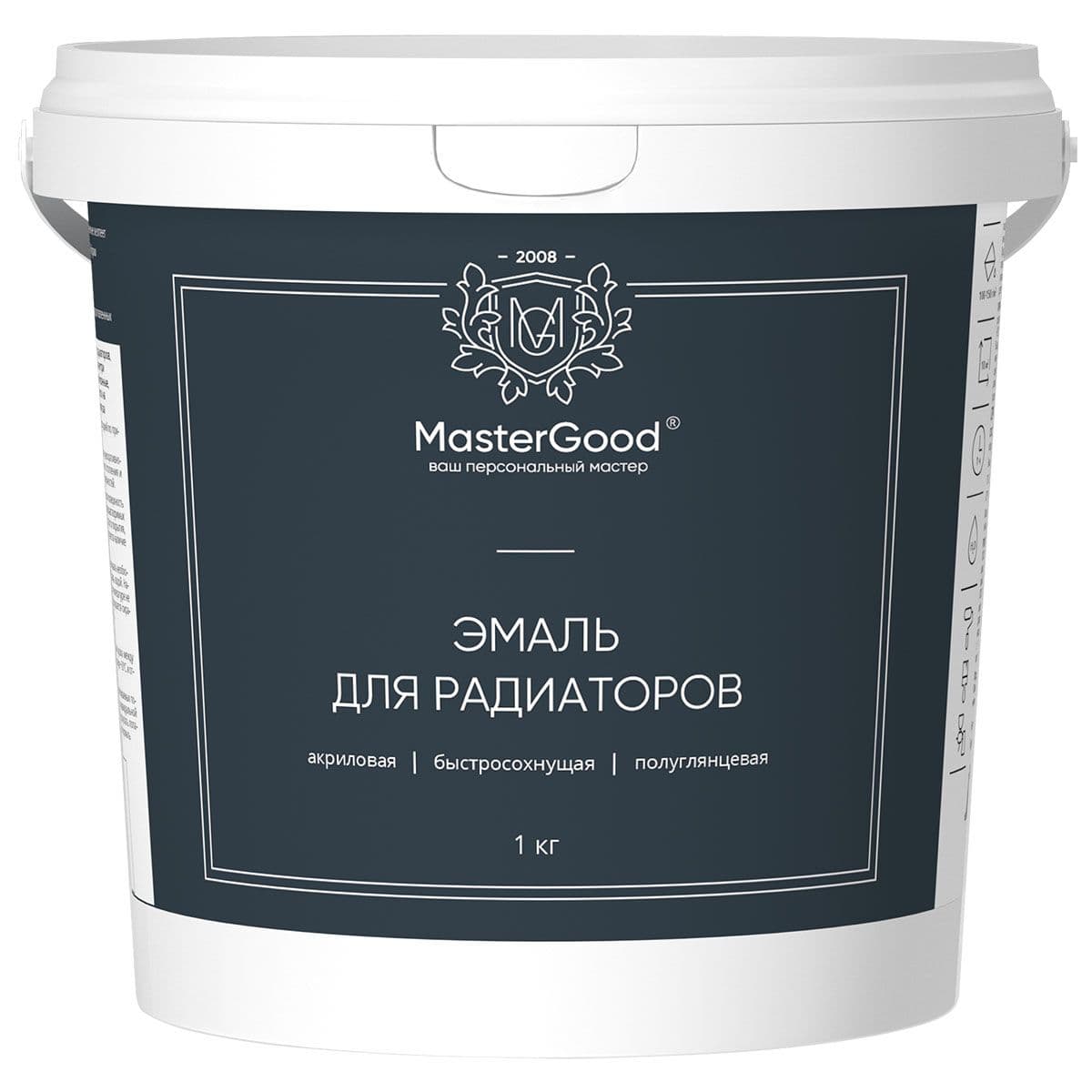 Мастер Гуд/ MasterGood Эмаль акриловая для радиаторов, белая 1 кг 1