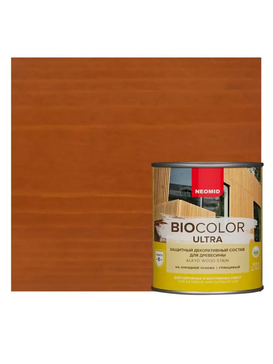 NEOMID защитный декоративный состав для древесины BIO COLOR ULTRA/ Био Колор Ультра, тик 0,9л 1