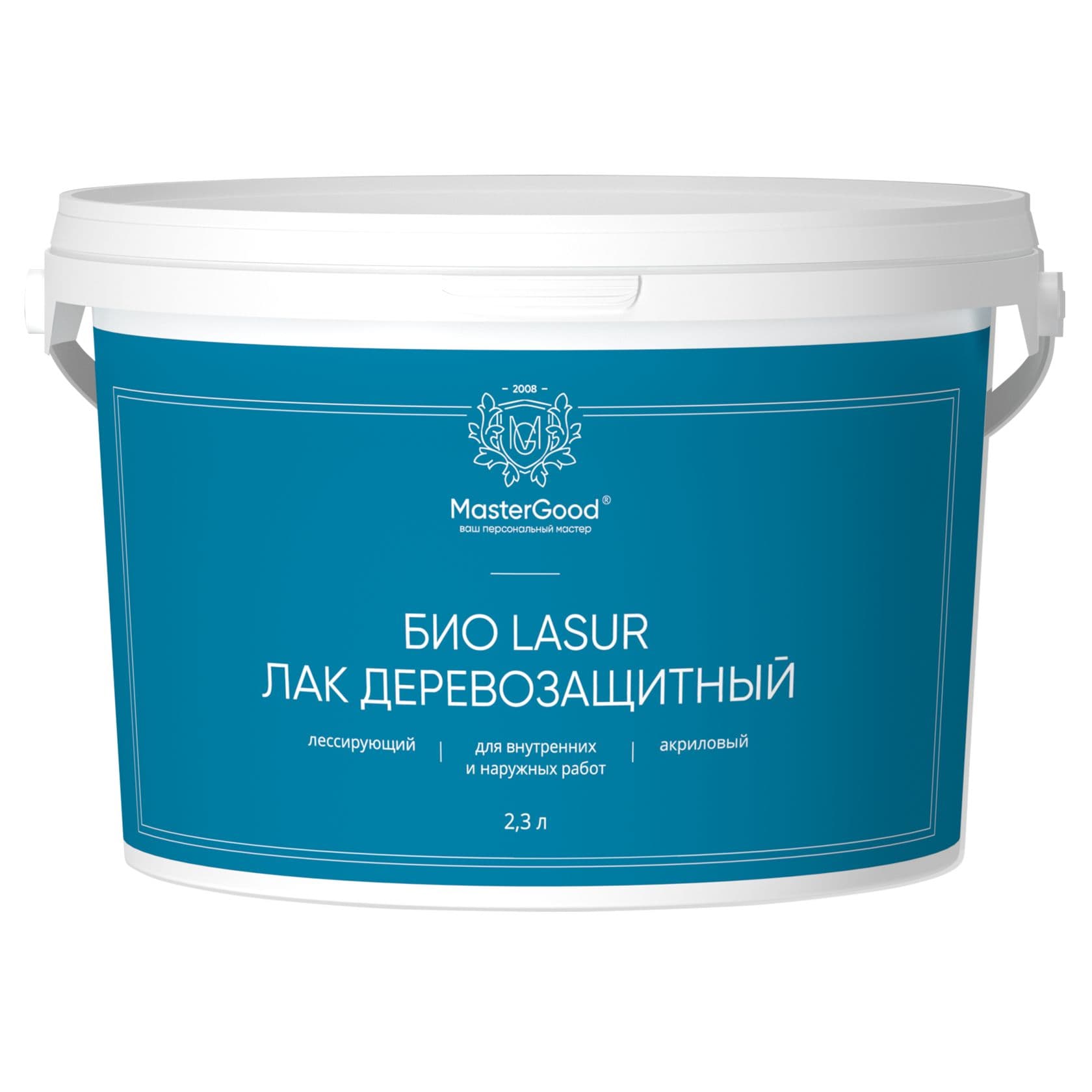 Мастер Гуд Лазурь/ MasterGood Био Lasur Лак лессирующий деревозащитный акриловый, груша (2,3л) 2