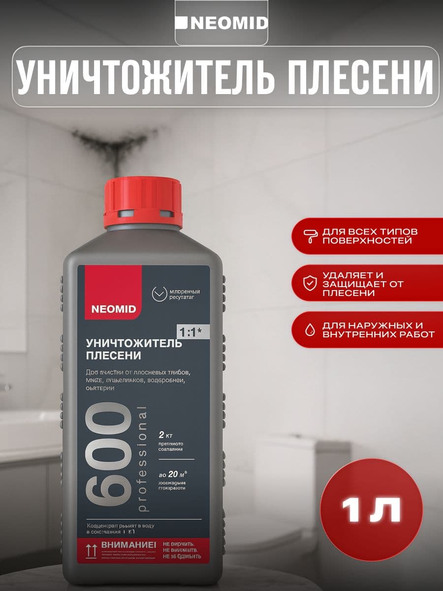 NEOMID 600 средство для удаления плесени Неомид 1л концентрат 1:1