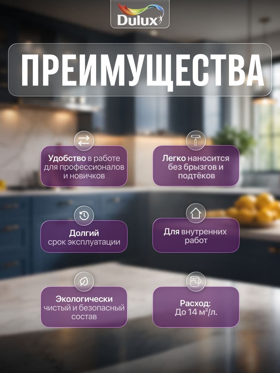 Люксиум Биндо 20 / Краска для стен и потолков антибактериальная, краска для кухни и ванной Luxium BINDO 20 Белая, 1л, Дюлакс 2