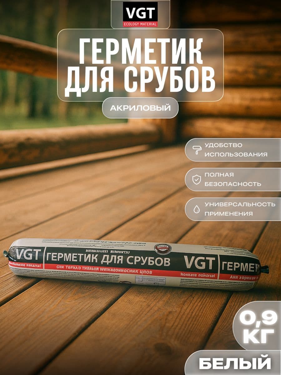 VGT Герметик для срубов акриловый ВГТ (мастика), белый 0.90 кг 1