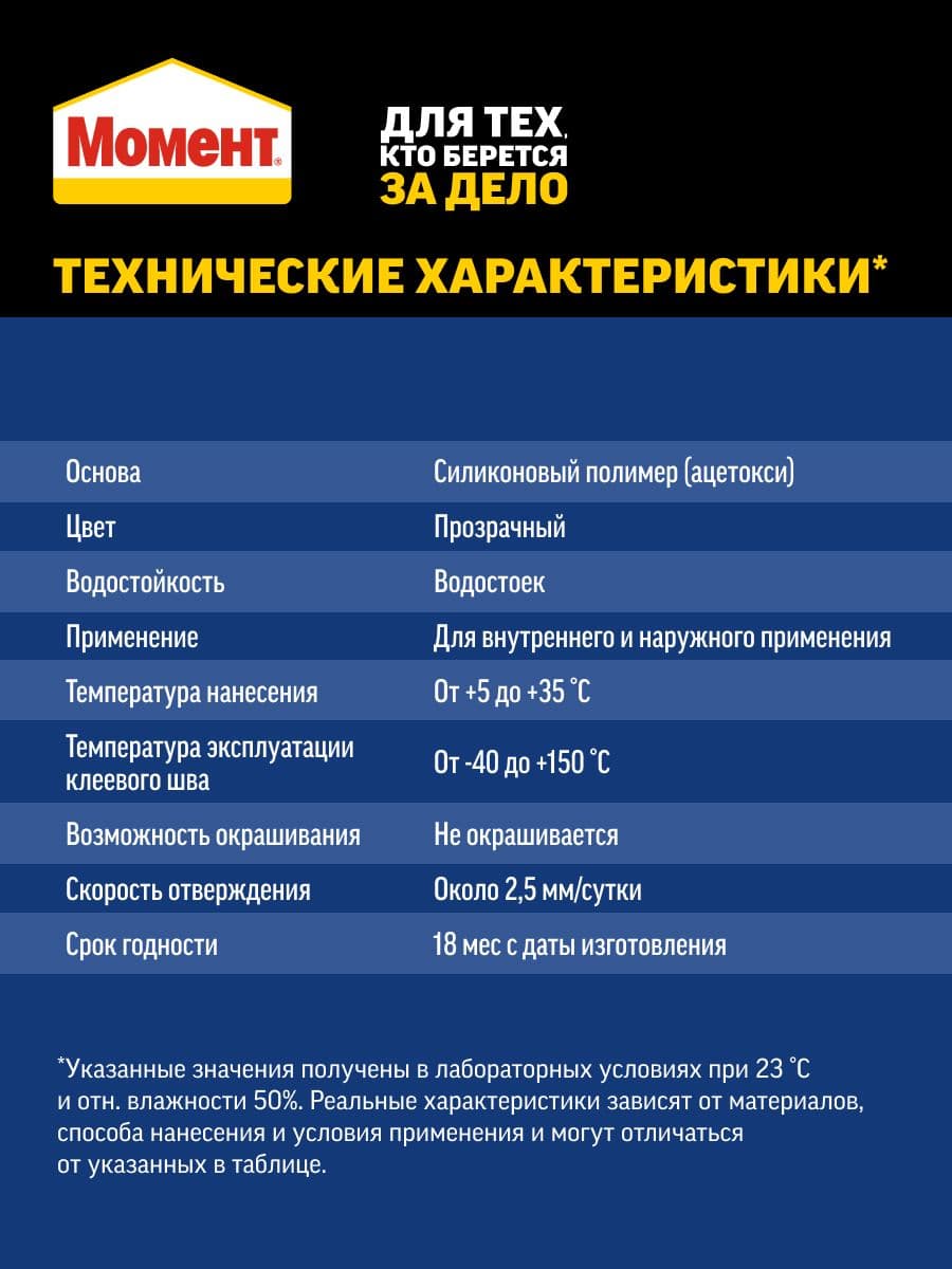 Герметик силиконовый санитарный для ванной и кухни Момент прозрачный 280 мл. 5