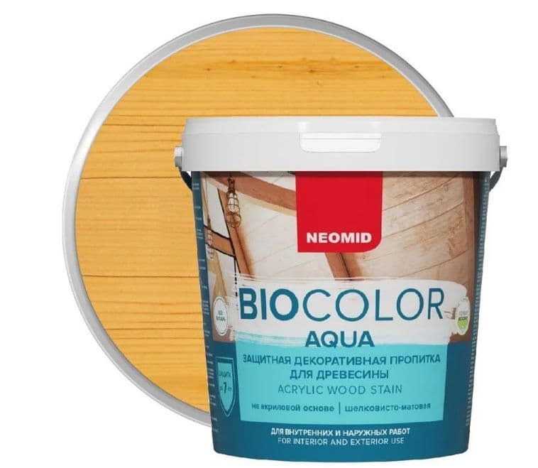Neomid декоративная пропитка для дерева BIO COLOR AQUA/ Био Колор Аква, сосна 0,9л 1