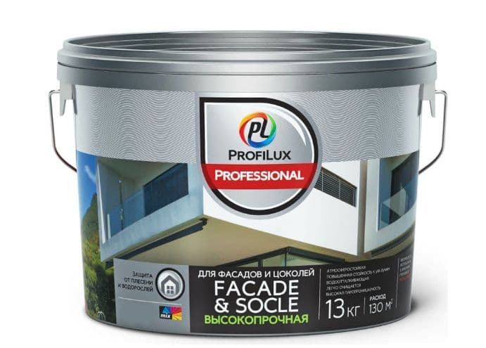 Краска фасадная акриловая Profilux Professional Faсade & Socle глубокоматовая база 3 13 кг.
