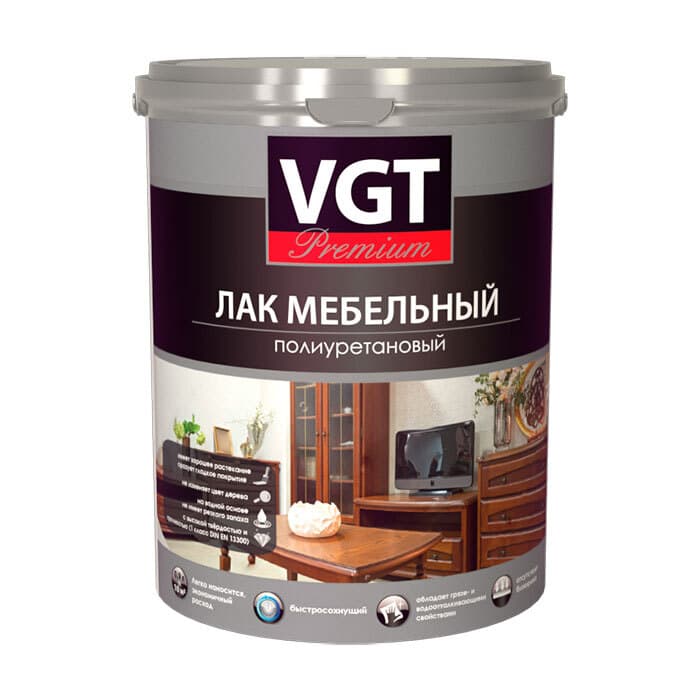 ВГТ Премиум/ Лак для мебели VGT PREMIUM полиуретановый матовый, 0.9 кг 1