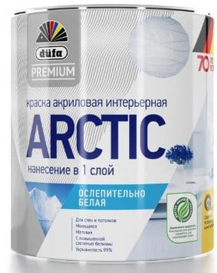 Краска для стен и потолков Dufa Premium Arctic глубокоматовая белая база 1 0,9 л.