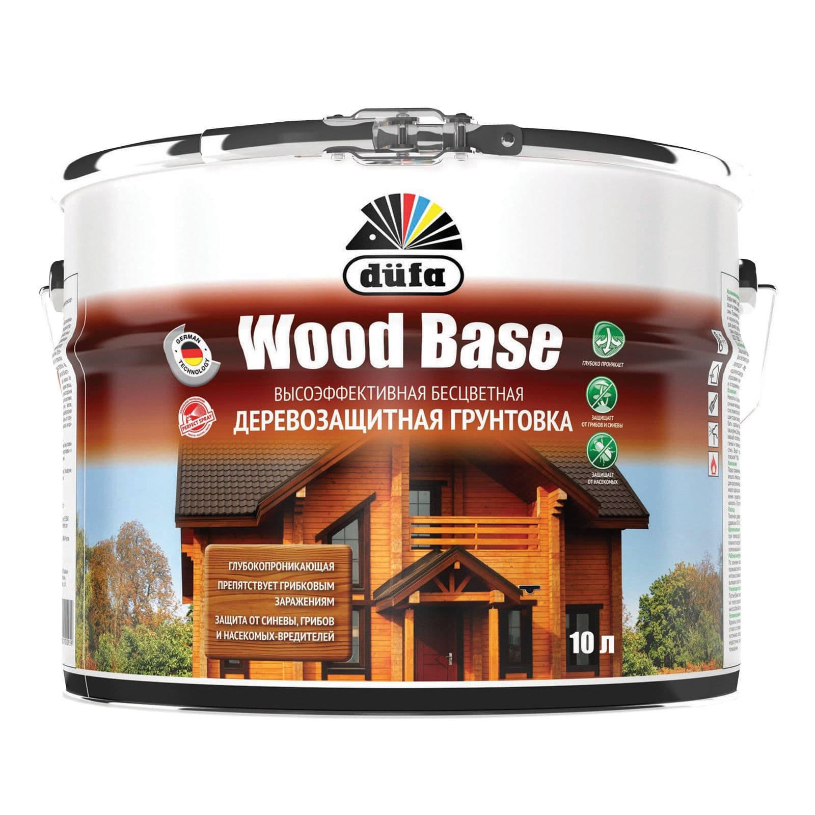 Грунт для защиты древесины Dufa Wood Base с биоцидом бесцветная 10 л. 1