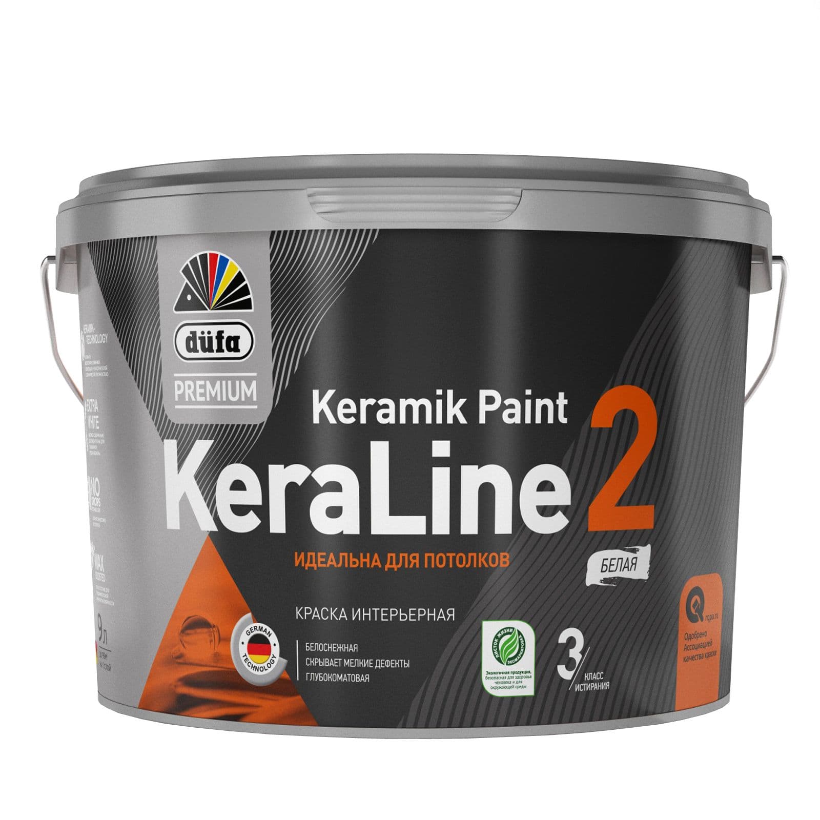 Краска для потолков Dufa Premium KeraLine Keramik Paint 2 глубокоматовая белая база 1 9 л.