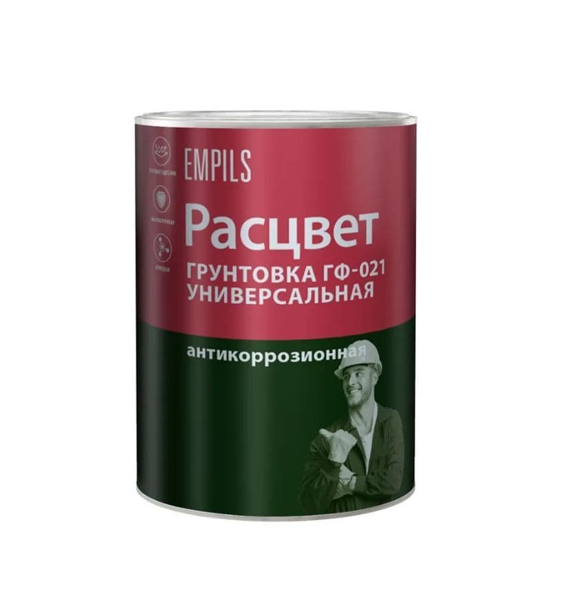 Грунт ГФ-021 по металлу и дереву алкидный высокопрочный Расцвет белый 0,9 кг. 1