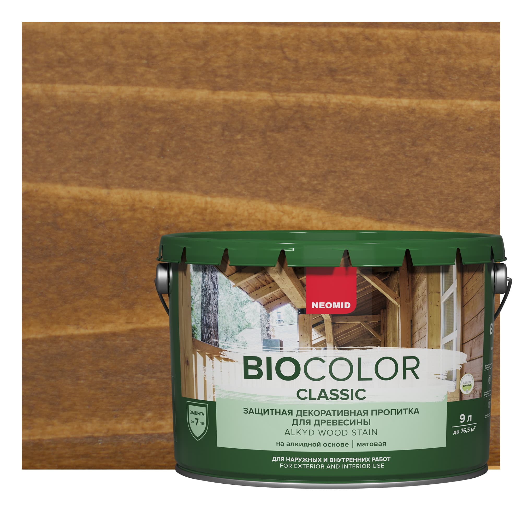 NEOMID Защитная декоративная пропитка для древесины BIO COLOR CLASSIC /Био Колор Классик, дуб 9л
