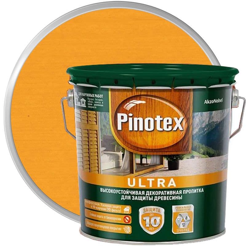 Пропитка декоративная для защиты древесины Pinotex Ultra AWB полуглянцевая орегон 3 л