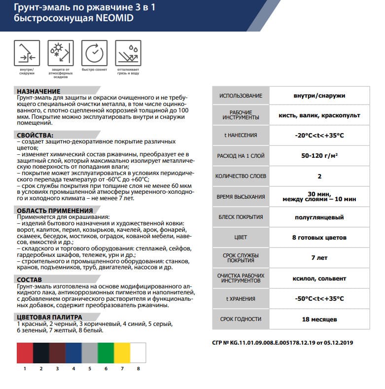 Neomid / Неомид Грунт-эмаль 3в1 быстросохнущая коричневый (RAL 8017) (2,7 кг) 5