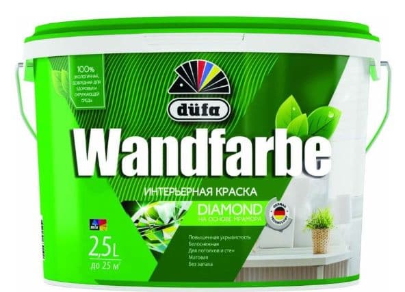Краска для стен и потолков водно-дисперсионная Dufa Wandfarbe D1a матовая 2,5 л.
