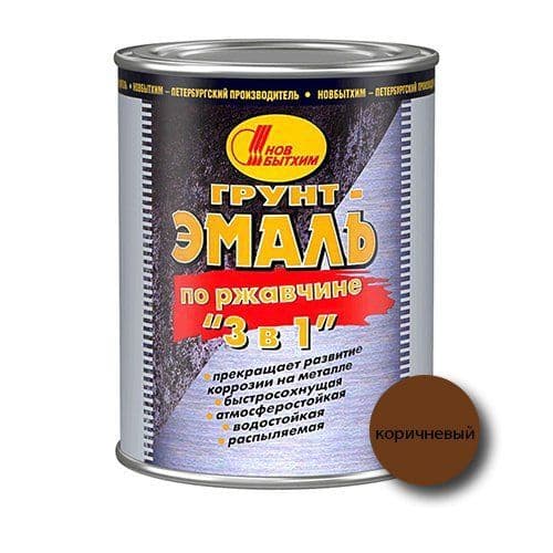 Грунт-эмаль на ржавчину 3 в 1 Новбытхим коричневая 3 л.