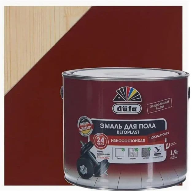 Эмаль для пола износостойкая Dufa Betoplast полуматовая оксидно-красная 1,9 кг 1