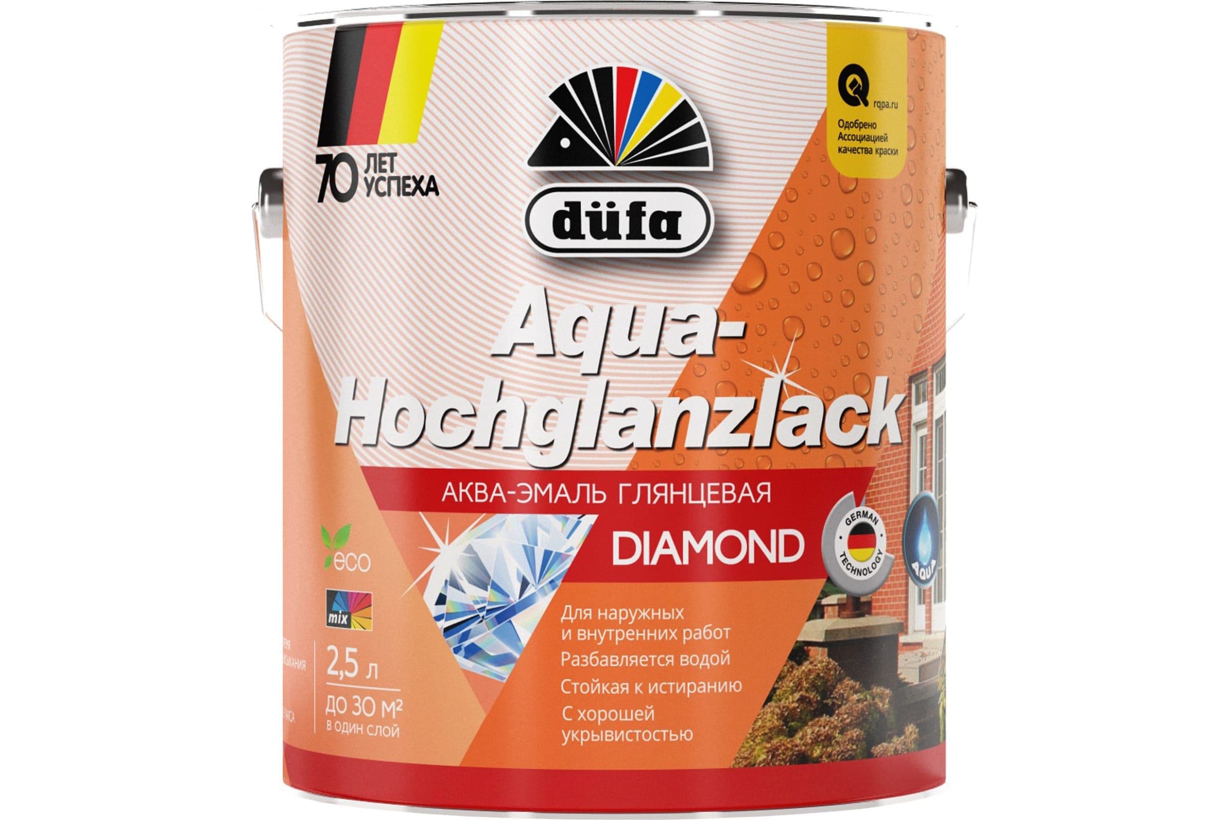 Эмаль для дерева и металла акриловая Dufa Aqua-Hochglanzlack глянцевая белая 2,5 кг.