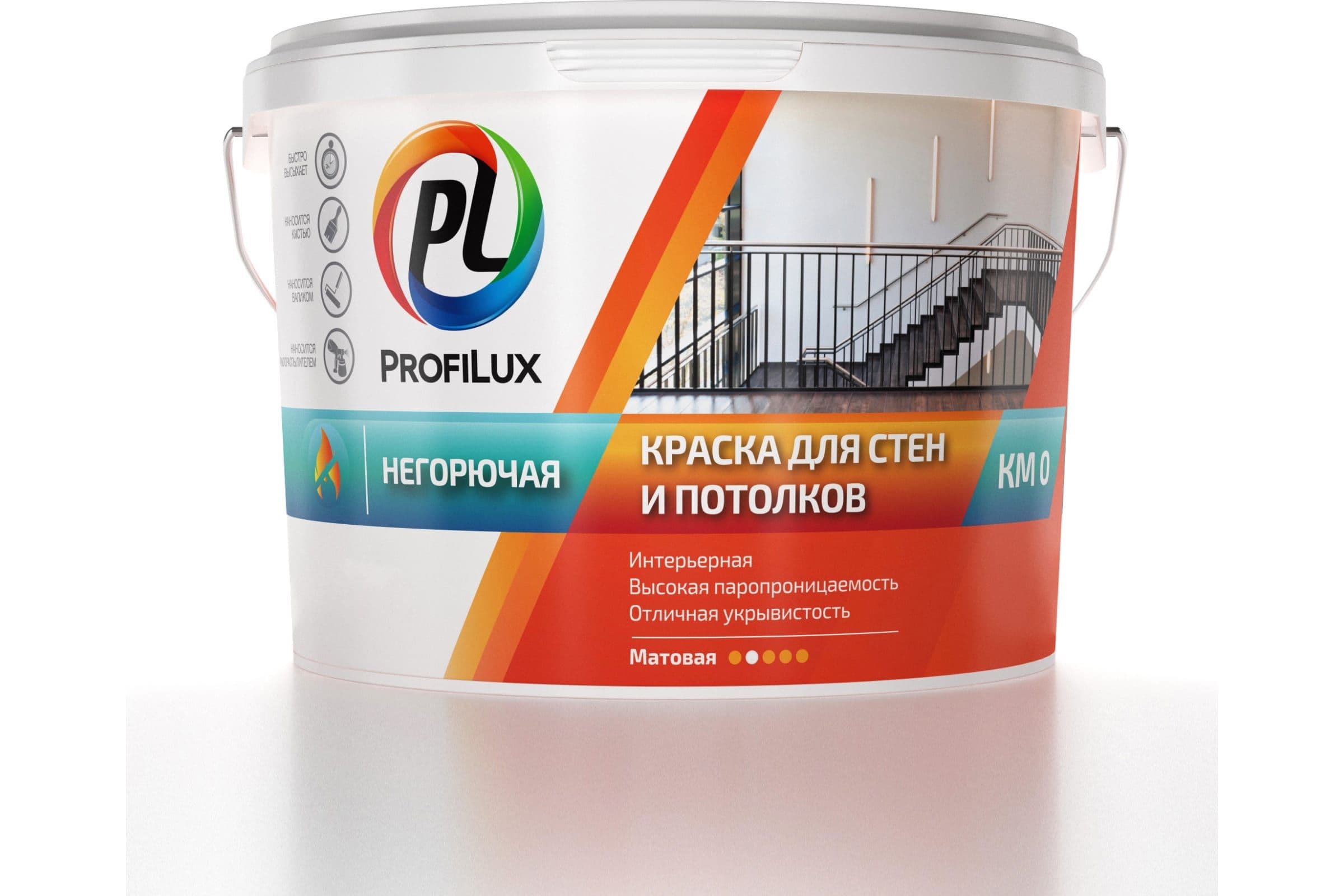 Краска для стен и потолков Profilux негорючая 14 кг.