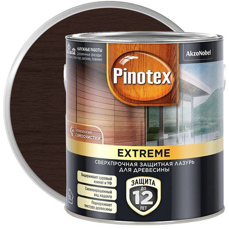 Пропитка декоративная для защиты древесины Pinotex Extreme палисандр полуматовая 0,9 л.