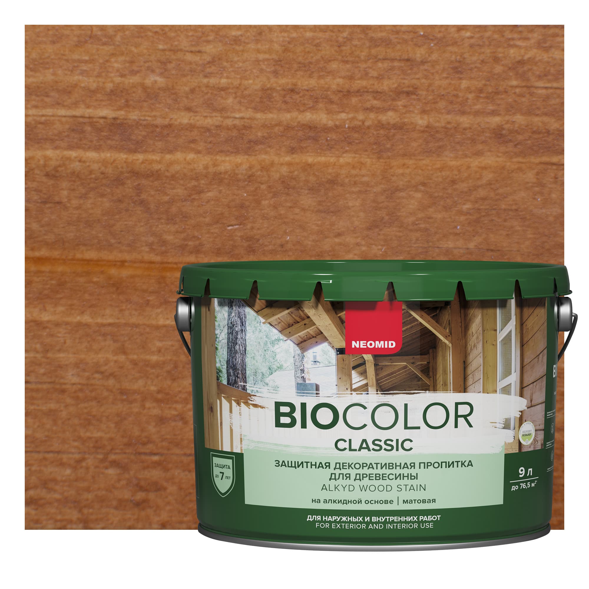 NEOMID Защитная декоративная пропитка для древесины BIO COLOR CLASSIC /Био Колор Классик, тик 9л 1