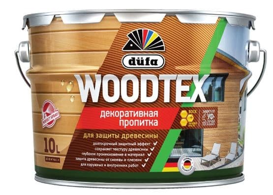 ДЮФА / Dufa пропитка декоративная для защиты древесины алкидная Dufa Woodtex орегон (9л) 5